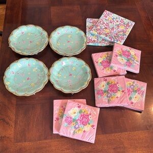 Party Supplies Floral Shabby Chic Roses Party Supplies Paper Napkins Plates